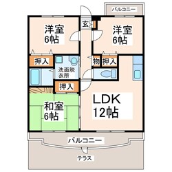 クラルテ古閑Ａ・Ｂの物件間取画像